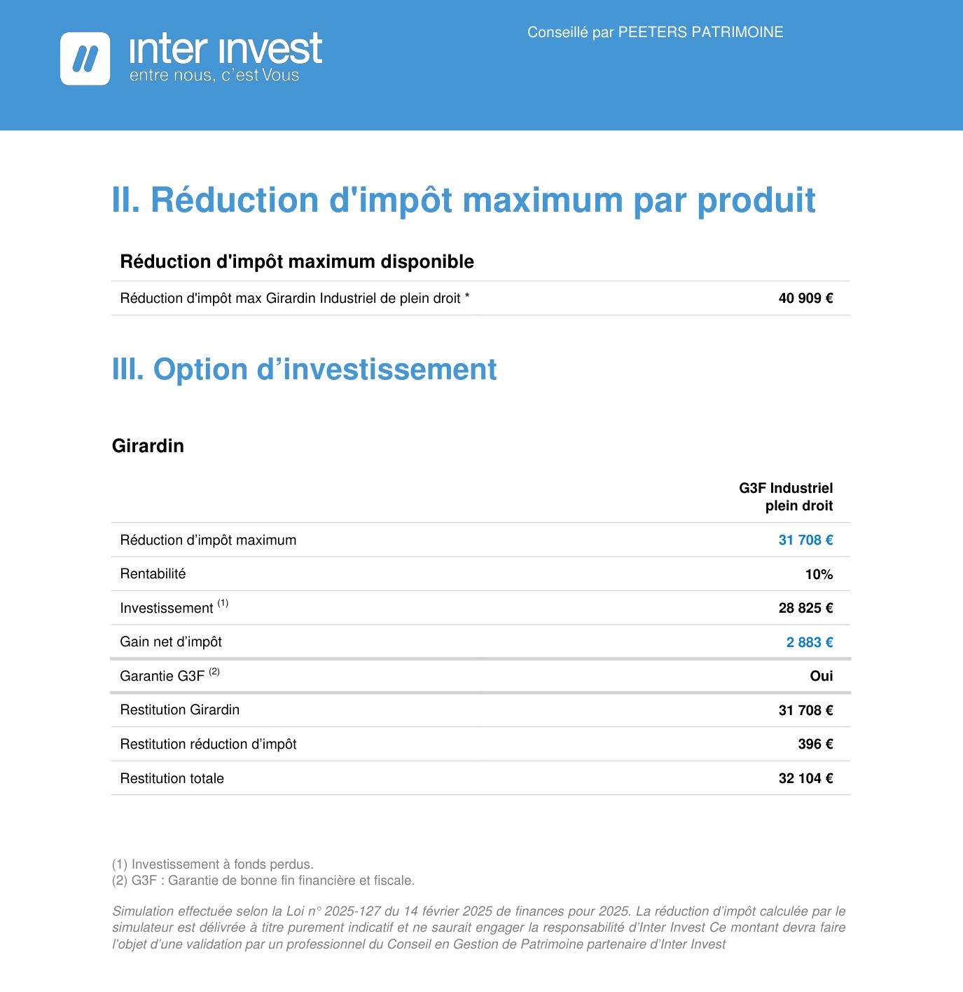 Simulation Girardin Interinvest